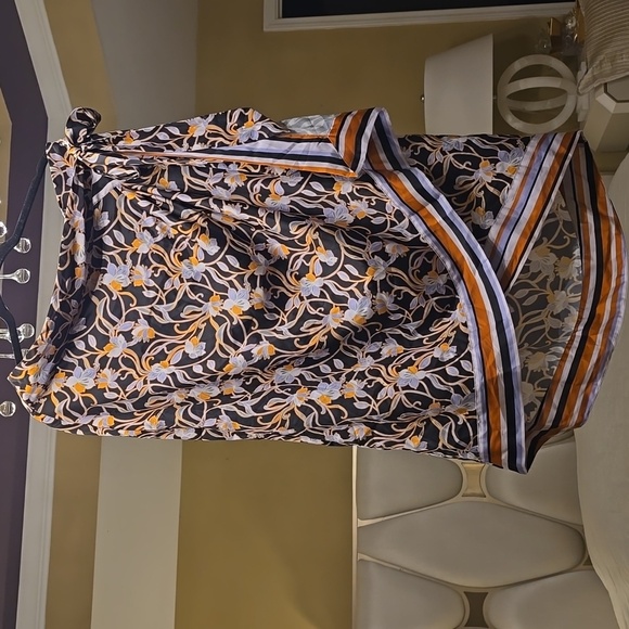 Halston Heritage Black and Orange Floral Wrap Skirt - Picture 1 of 16